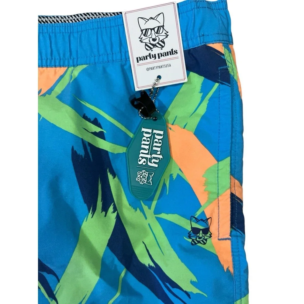Party Pants Swim Trunks Tropical drawstring shorts 2X NEW!